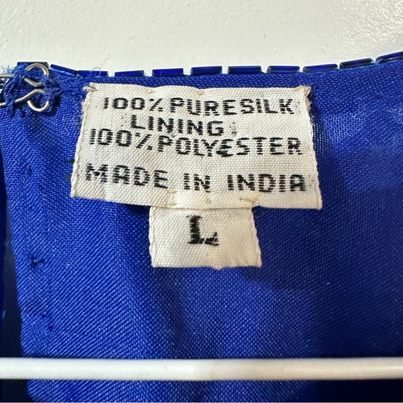 Vintage glittery sparkle newyears party unique sequin blue formal top size large - Picture 10 of 14